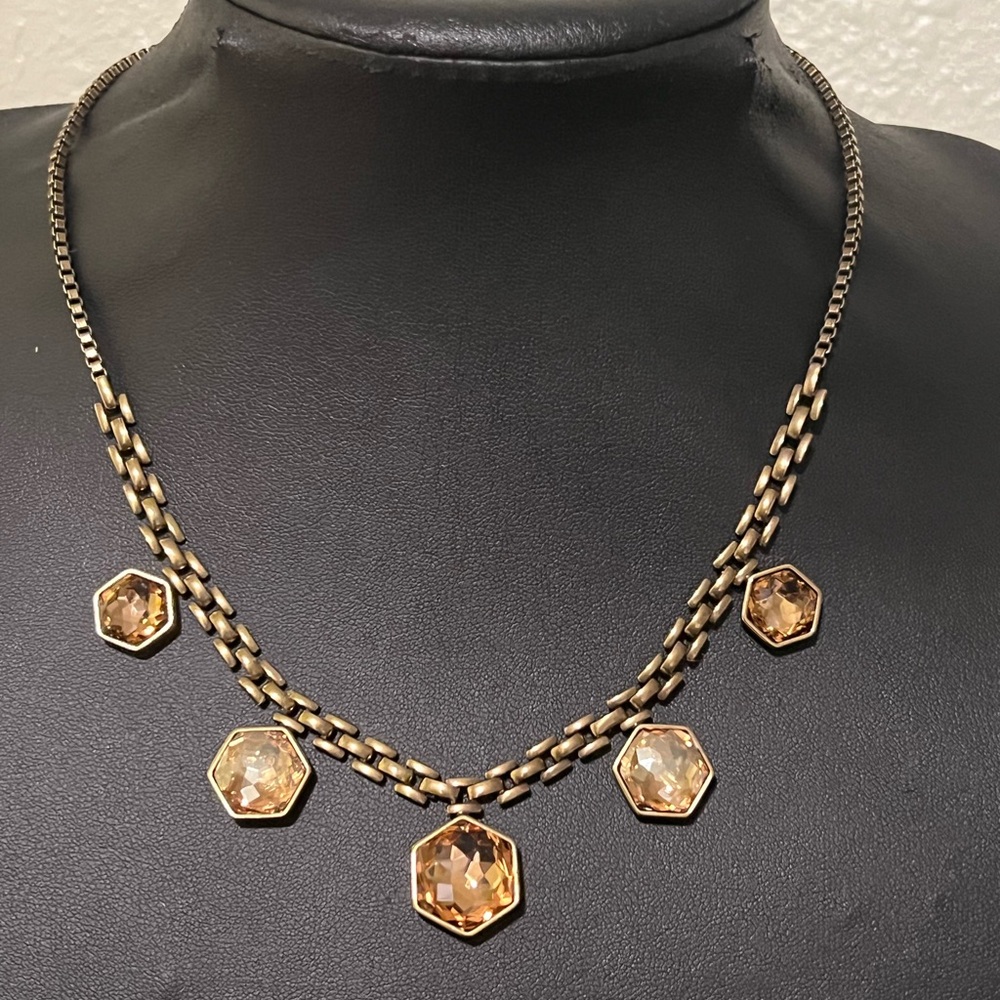 Touchstone Crystal On Edge Necklace Antique
